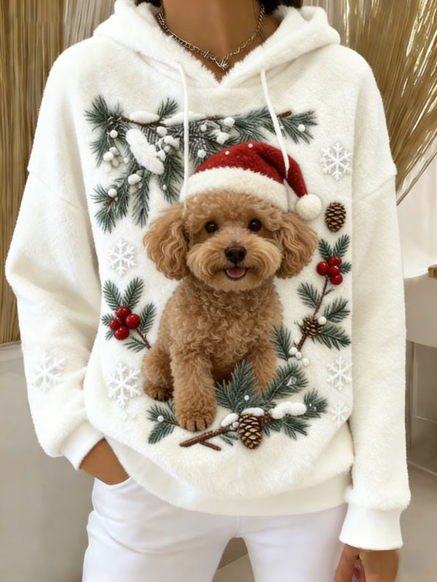 Kvinders Retro Animal Art Print Komfortable Flannel Hooded sweatshirt