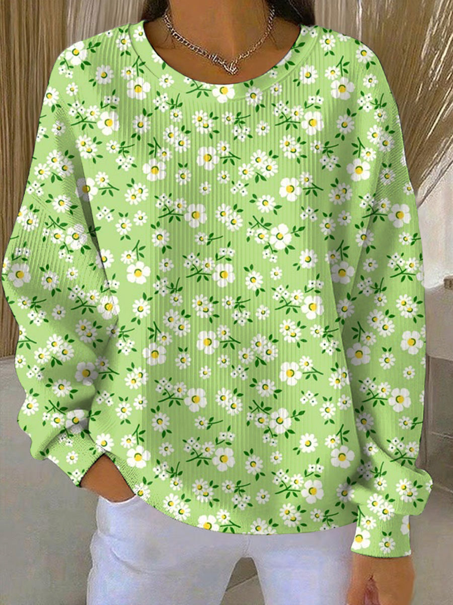 Kvinders planter Blomster Print Casual Sweatshirt