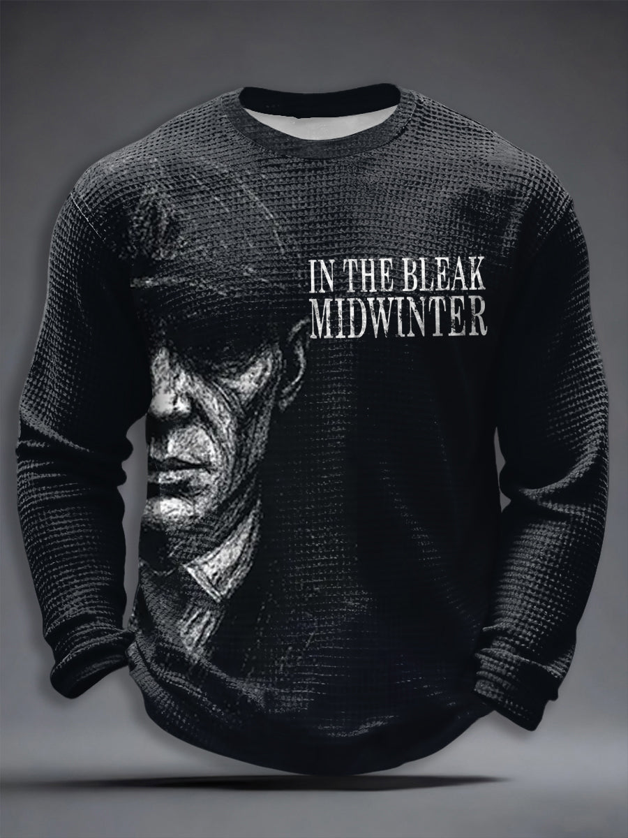 Mænds tv-serie inspireret vaffel lang ærme T-shirt