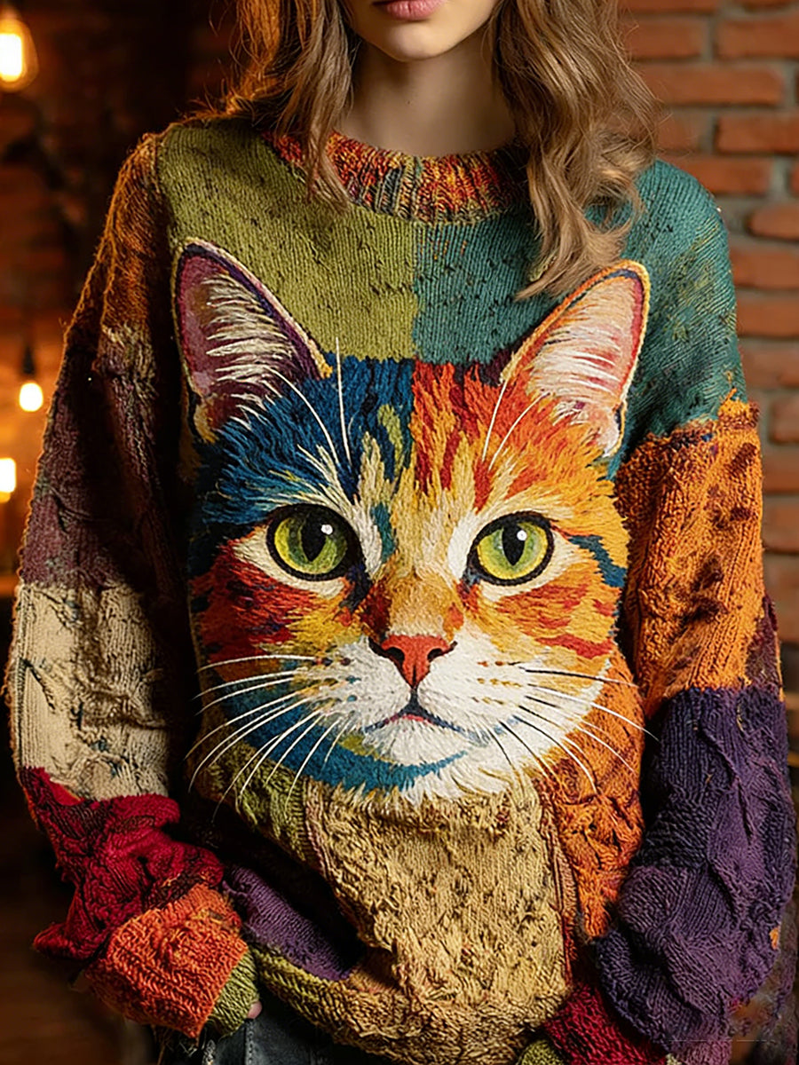 Kvinders Vintage Animal Print Comfort Casual SweaterComment