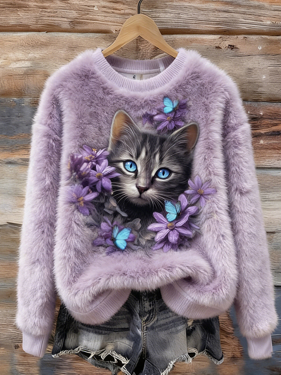 Kvinders Retro Animal Art Print Komfortable Flannel øverst