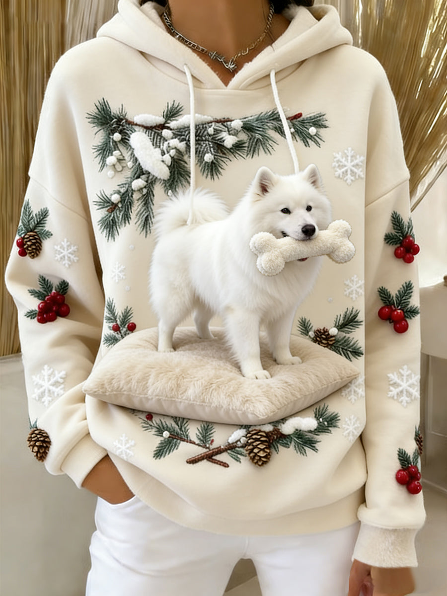 Kvinders Retro Animal Art Print Komfortable Flannel Hooded sweatshirt