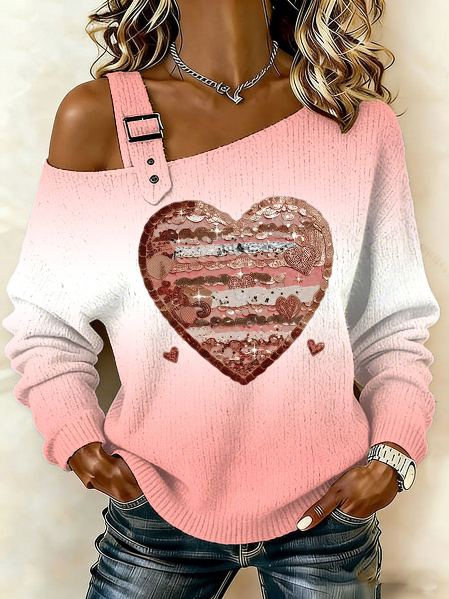 Kvinders Valentinsdag Print Casual Top Top Casuale