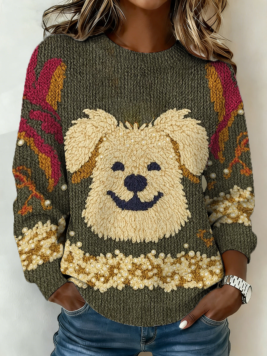 Kvinders søde hund Print Casual SweaterComment