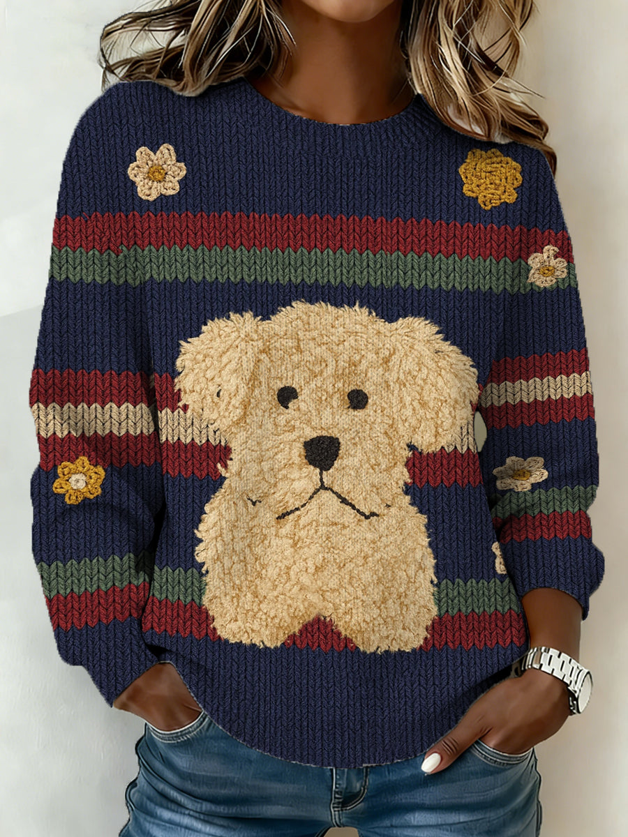 Kvinders søde hund Print Casual SweaterComment