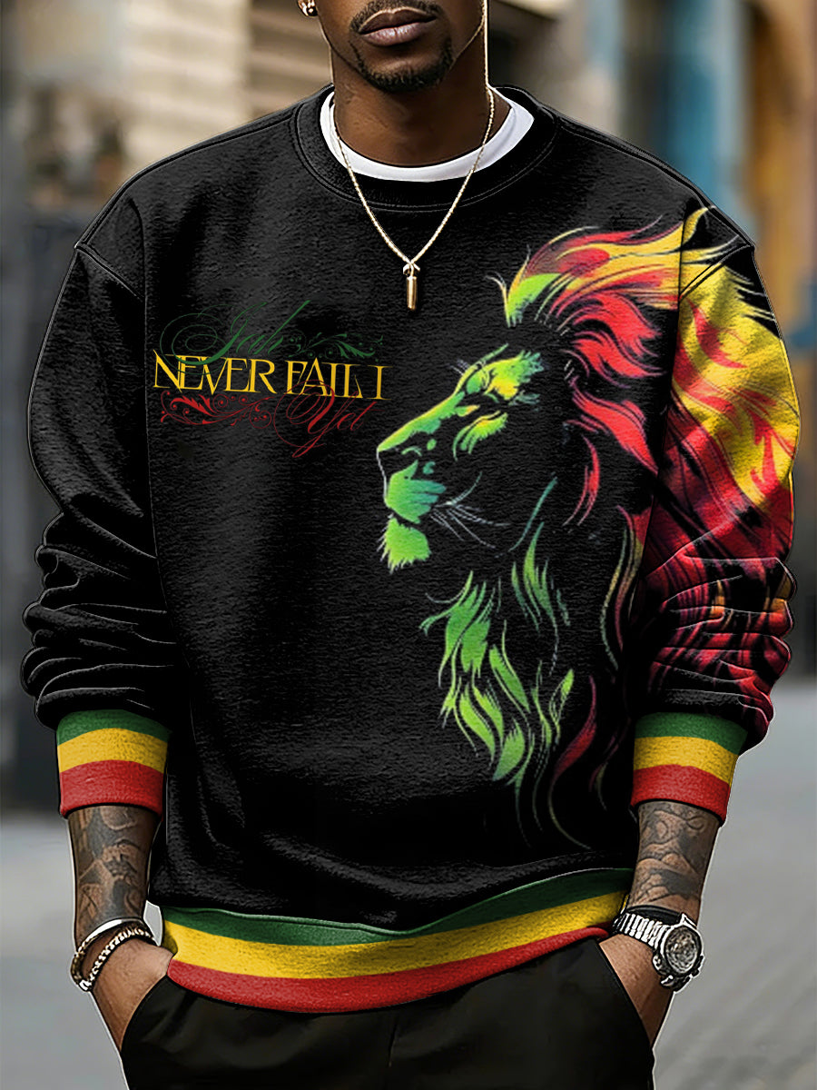 Mænds reggae musik inspireret Løve Print Sweatshirt