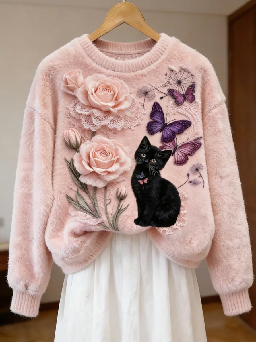 Kvinders Retro Animal Art Print Komfortable Flannel øverst