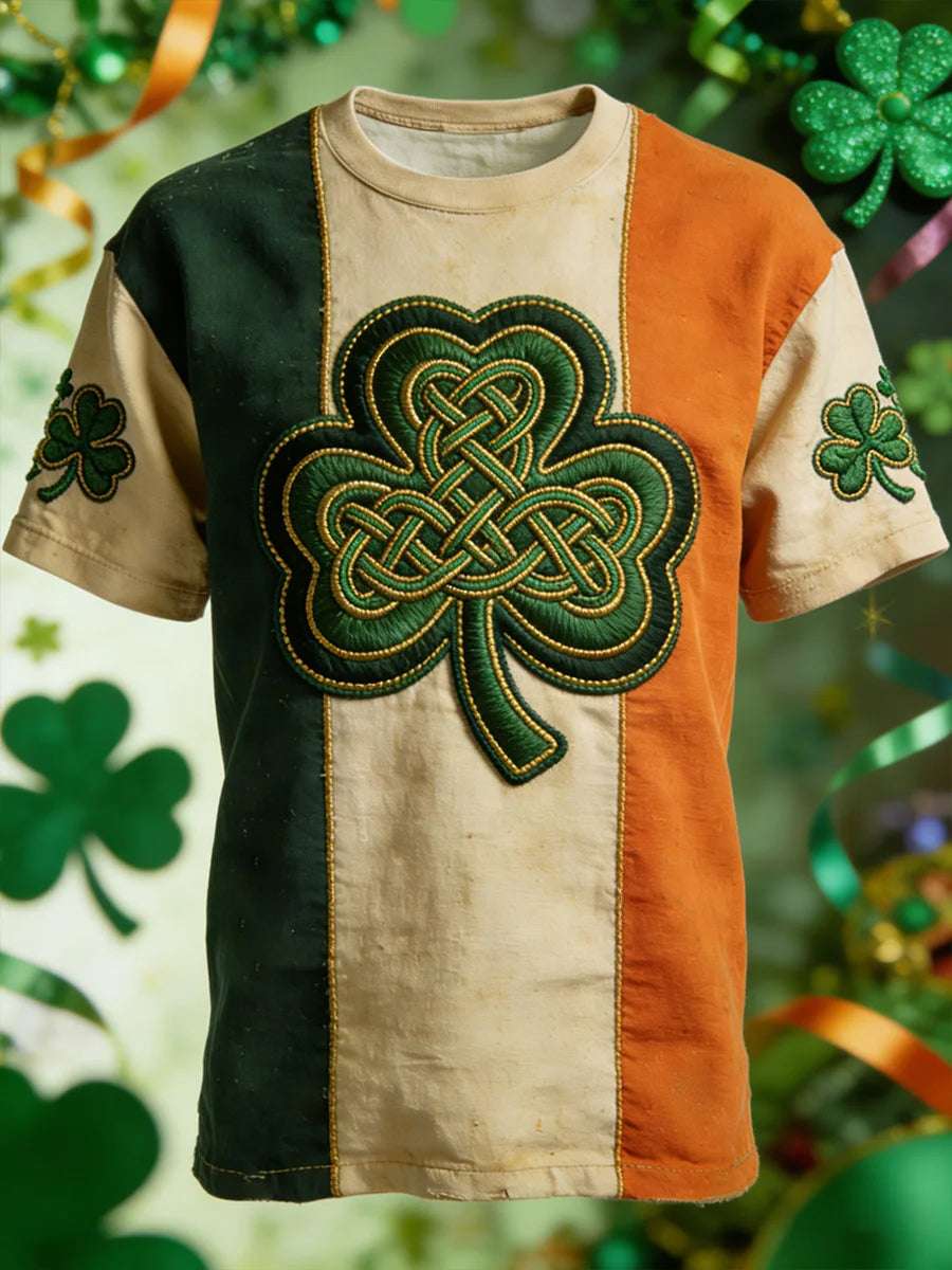 Mænds St. Patrick's Day Shamrock Print Kort ærme T-shirt
