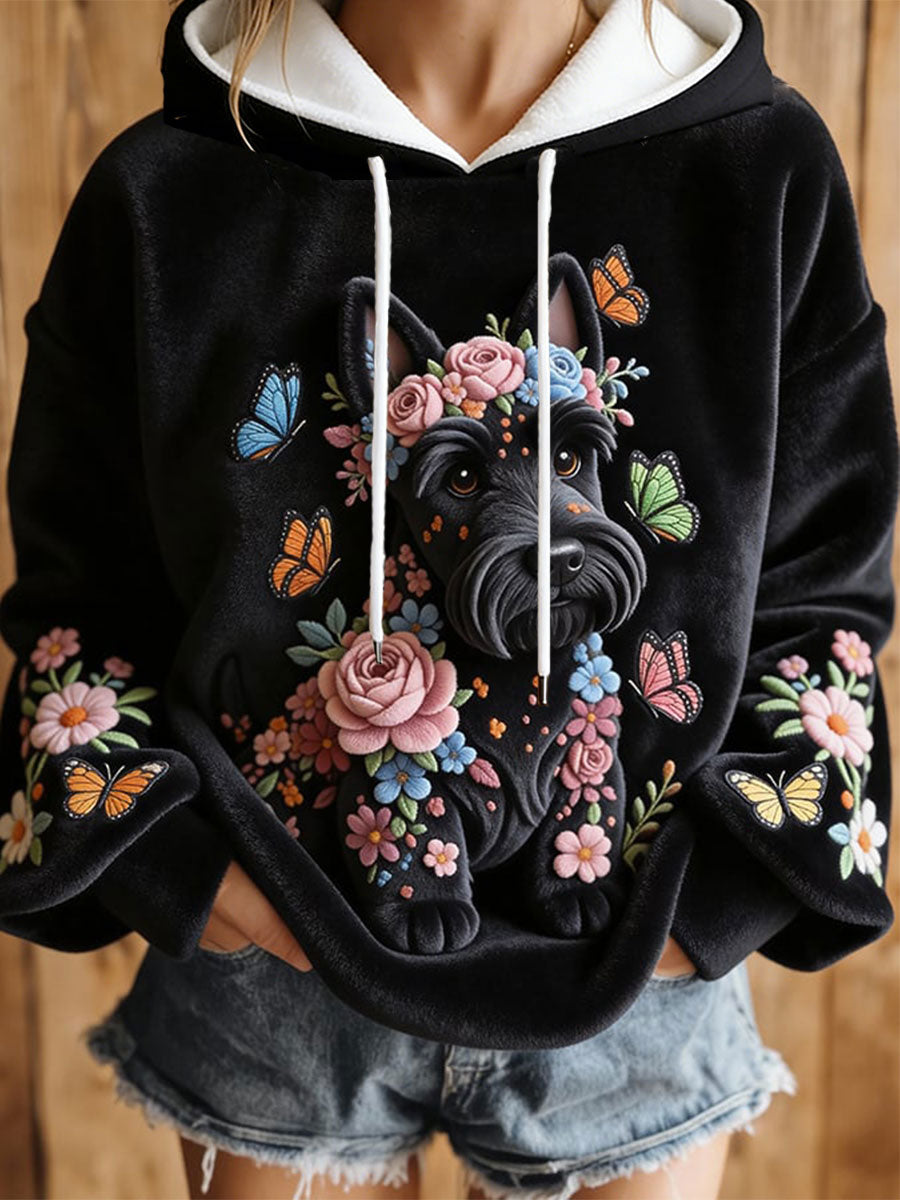 Kvinders hund kunst print Casual Hoodie Print