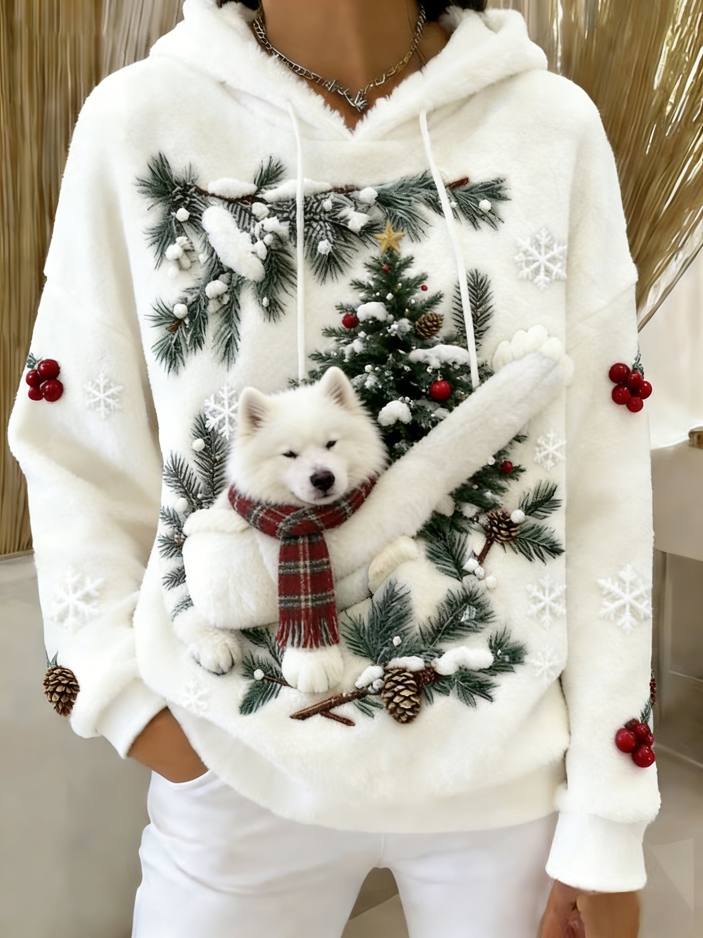 Kvinders Retro Animal Art Print Komfortable Flannel Hooded sweatshirt