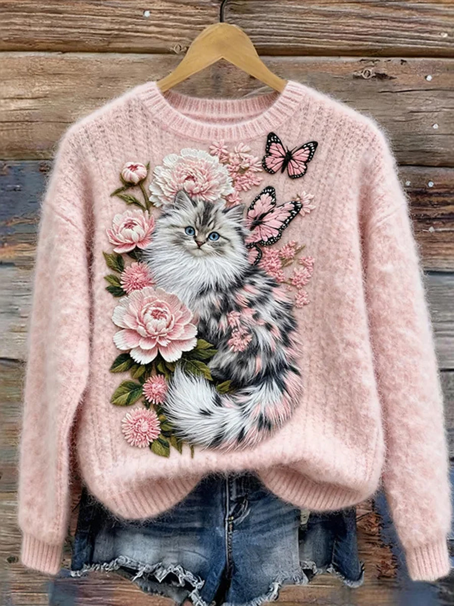 Kvinders Retro Animal Art Print Casual Flannel øverst