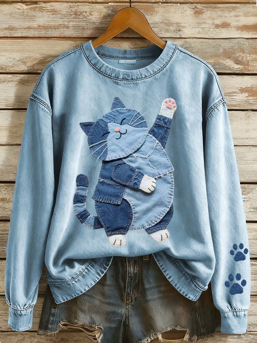 Kvinders sjove kat mønster mønster kunst sweatshirt