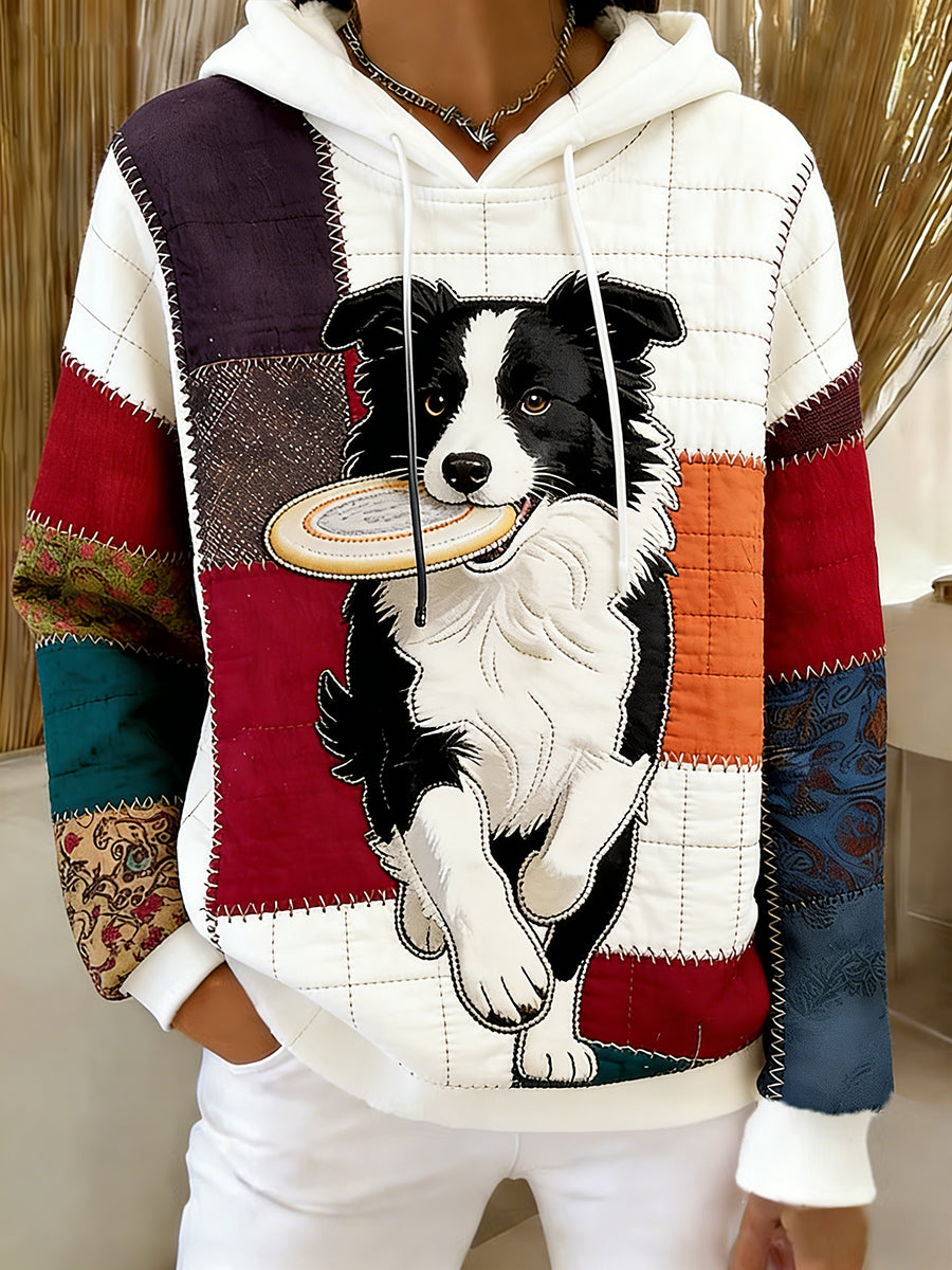 Kvinders Retro Animal Art Print Komfortable Flannel Hooded sweatshirt