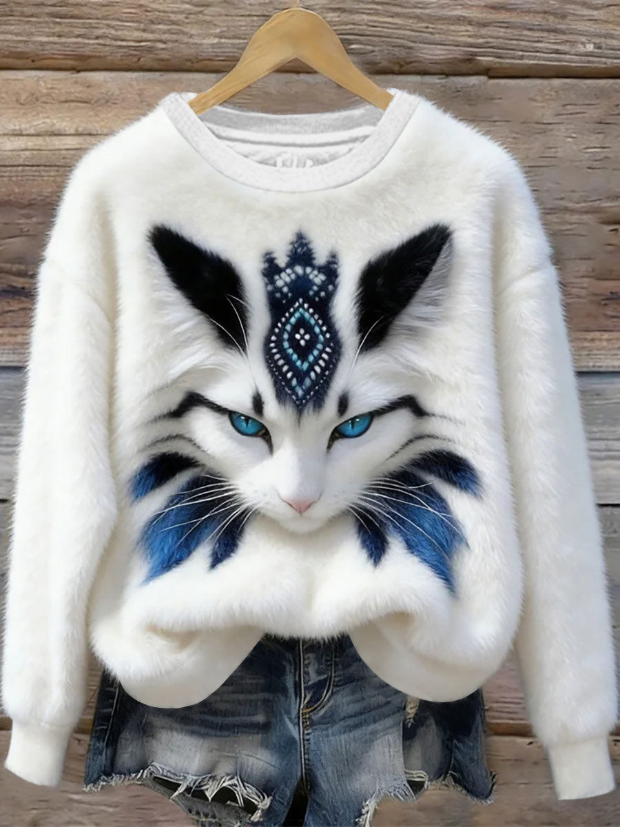Kvinders kat kunst udskrive Casual Sweatshirt