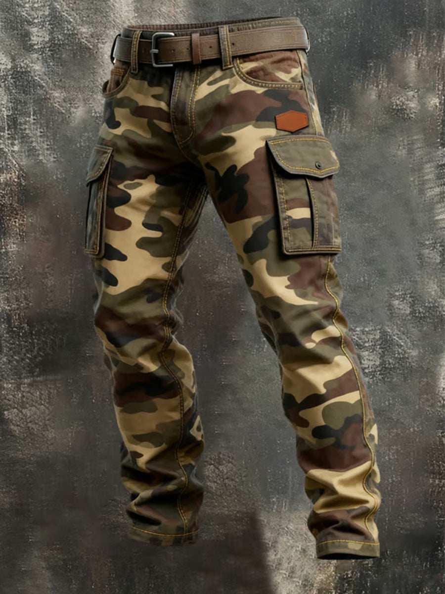 Mænds Vintage camouflage nedsat lomme arbejde bukser