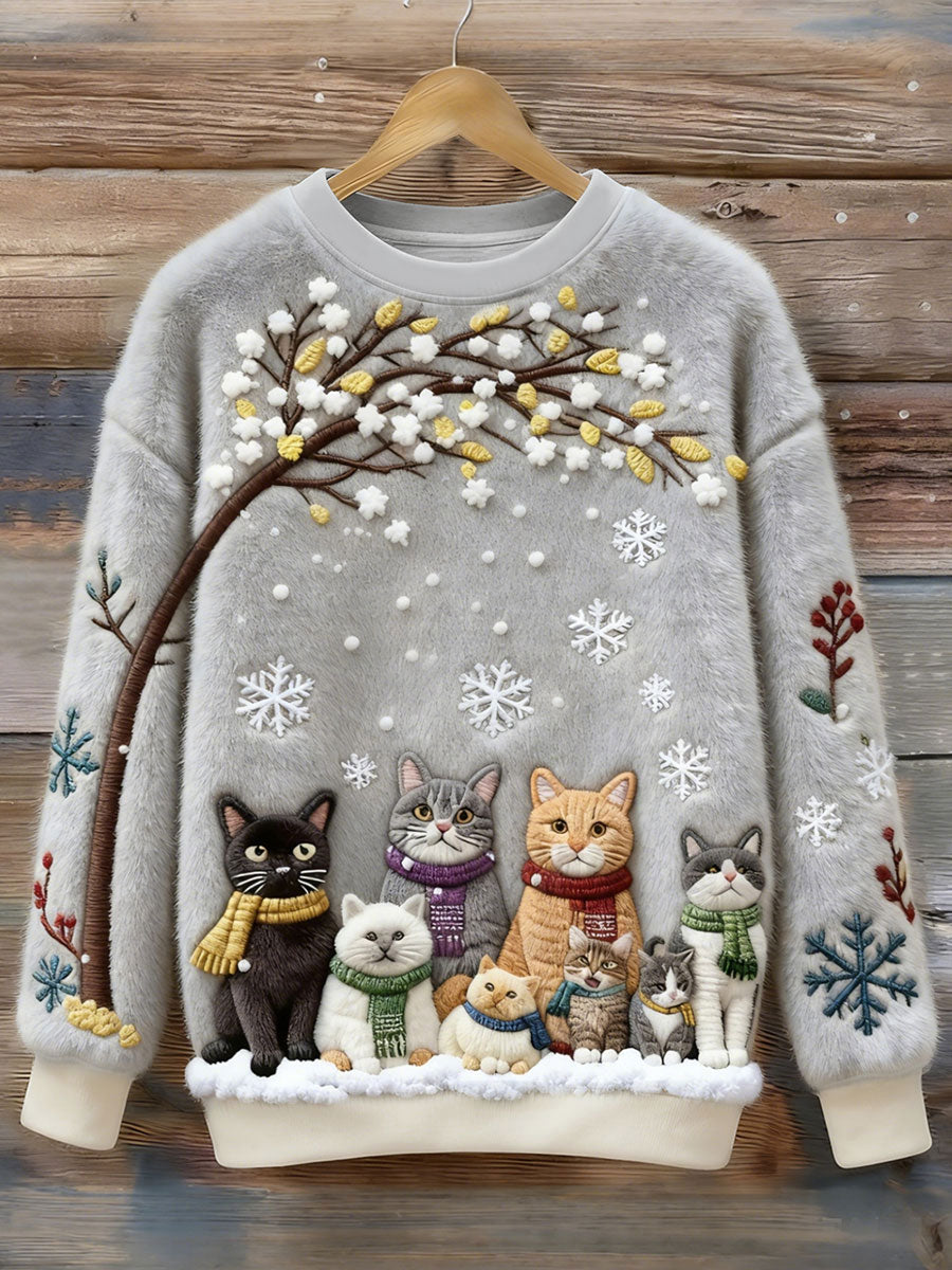 Kvindekatte Flannel Sweatshirts