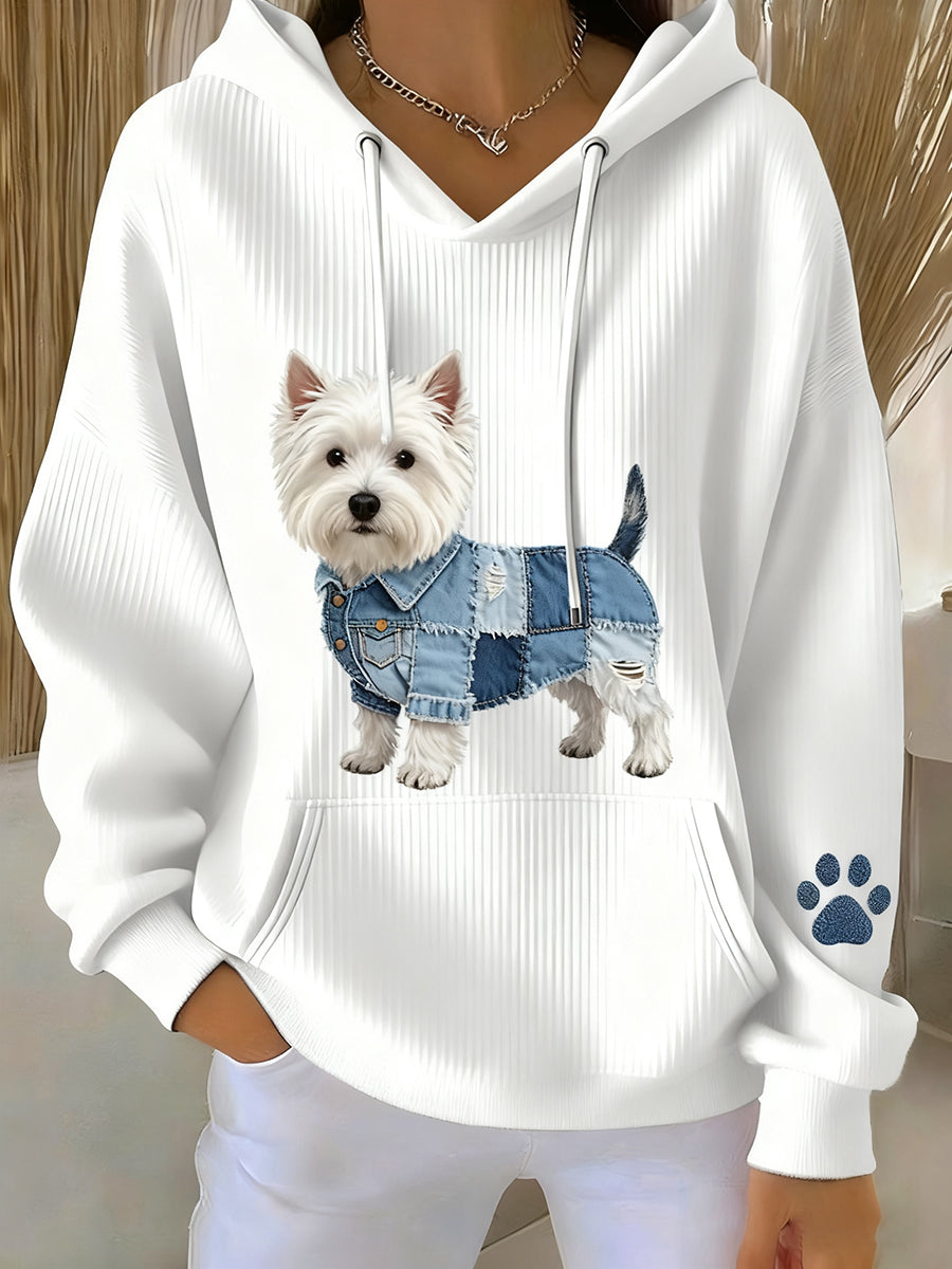 Kvinders Retro Animal Art Print Casual Hooded sweatshirt