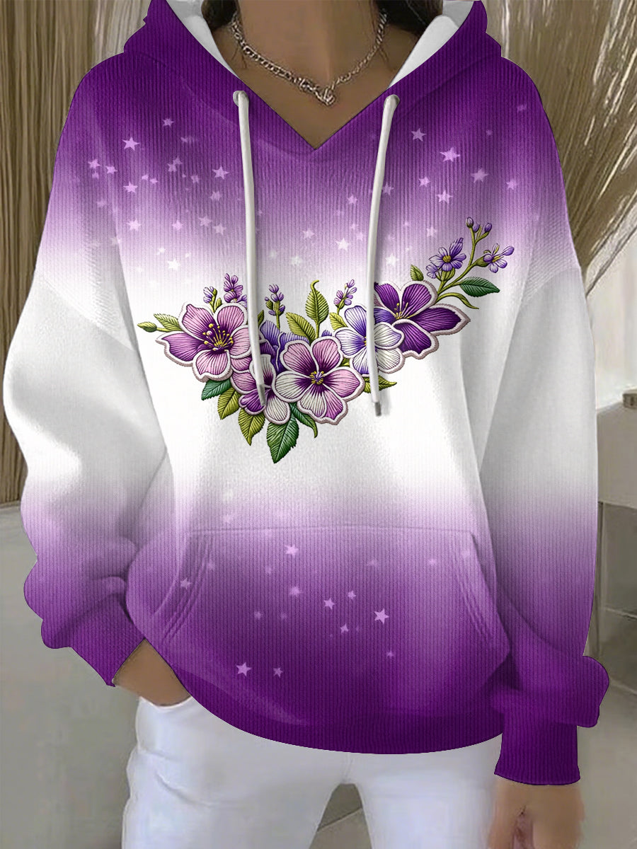 Kvinders lilla kunst Print Casual Hoodie Print