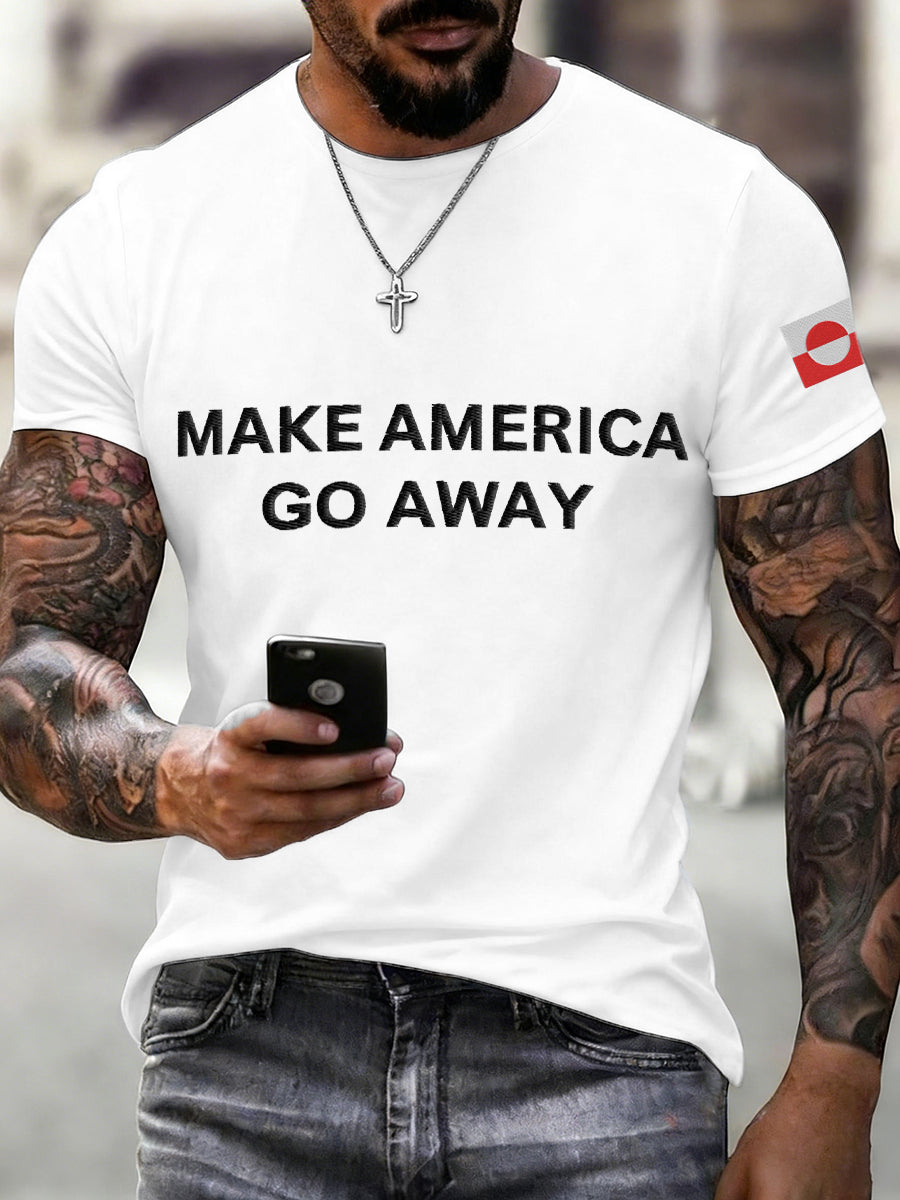 Mænds Make American Go Awy Broderet T-shirt