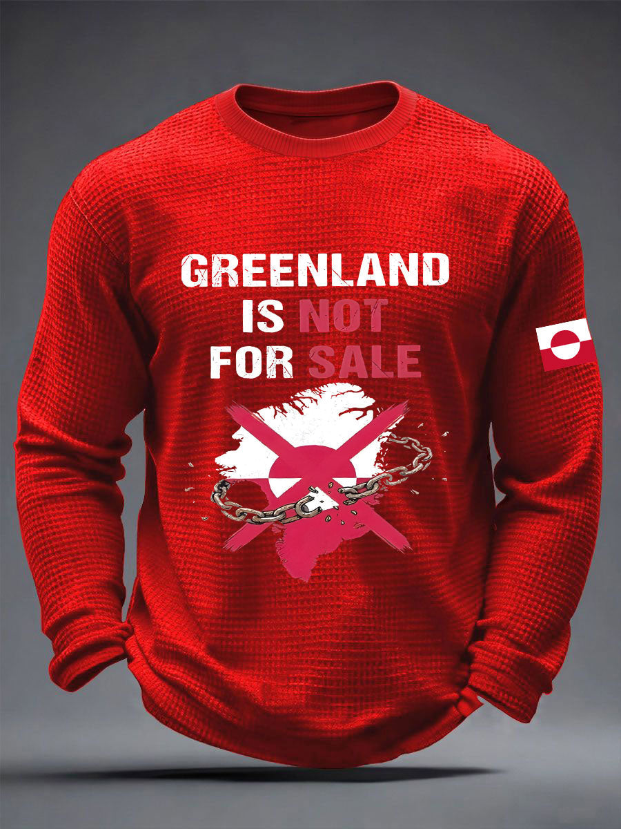 Mænds Grønland er ikke til salg Vaffel Print Casual T-shirt