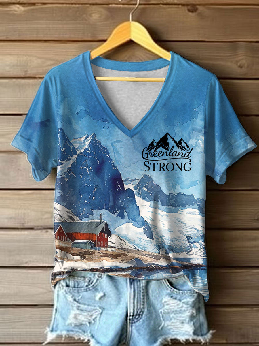 Kvinders Grønland Print Casual T-shirt