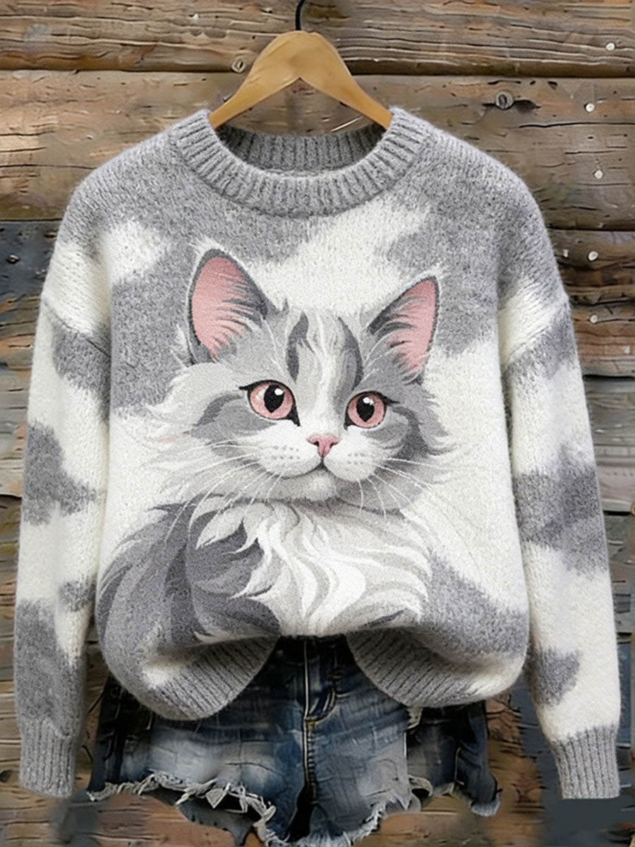 Kvinders kat kunst udskrive Casual Sweatshirt