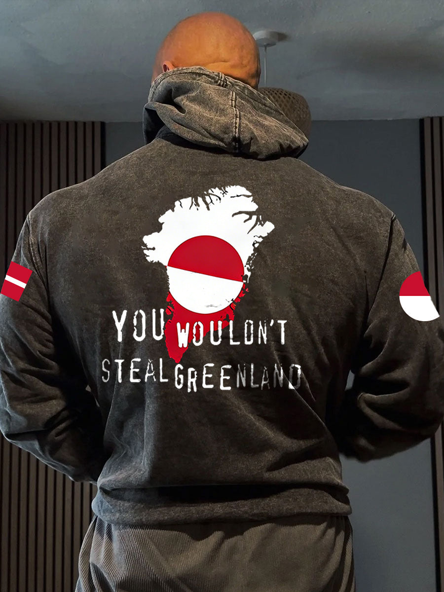 Mænds danske Grønland Print Casual Hooded sweatshirt