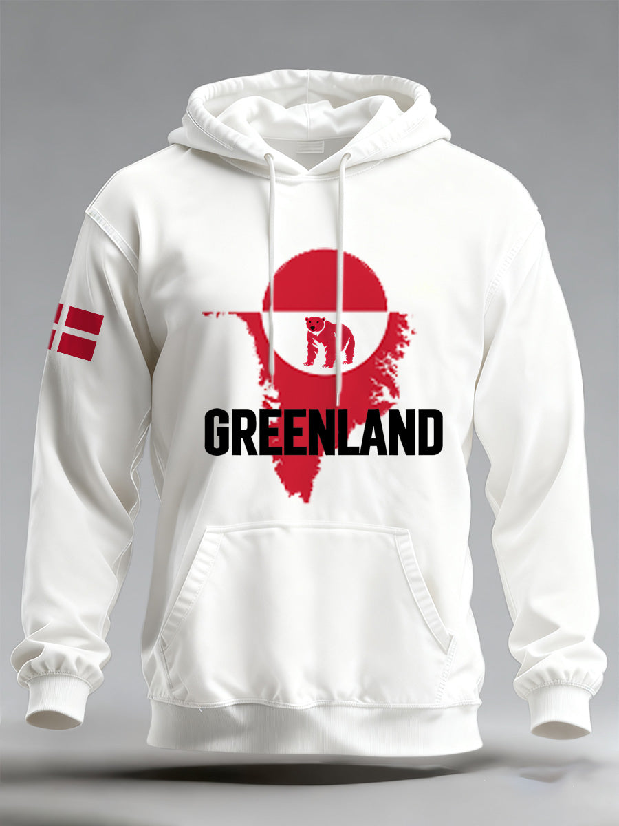 Mænds danske Grønland Print Casual Hooded sweatshirt