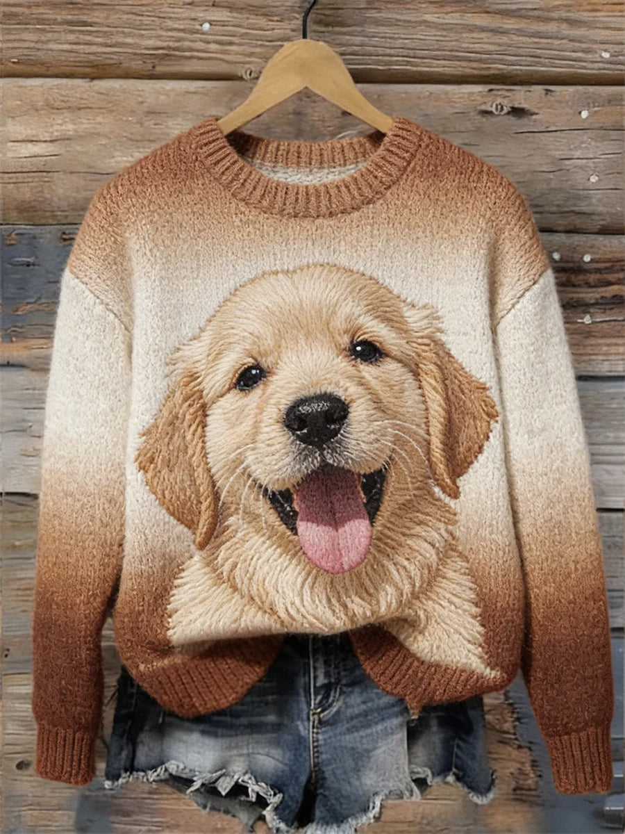 Kvinders dejlige Golden Retriever hund gradient hyggelig sweater.