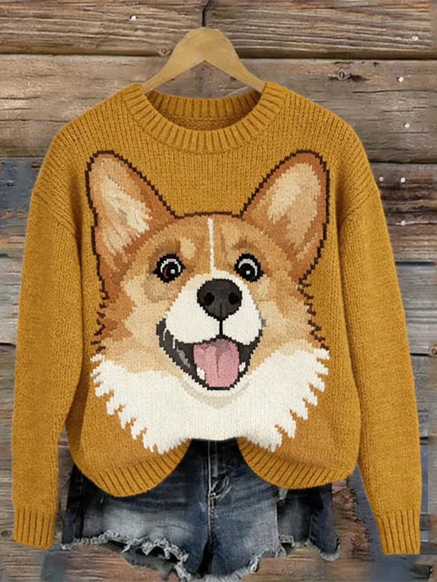 Kvinders dejlige Corgi hund Strik hyggelig sweater.