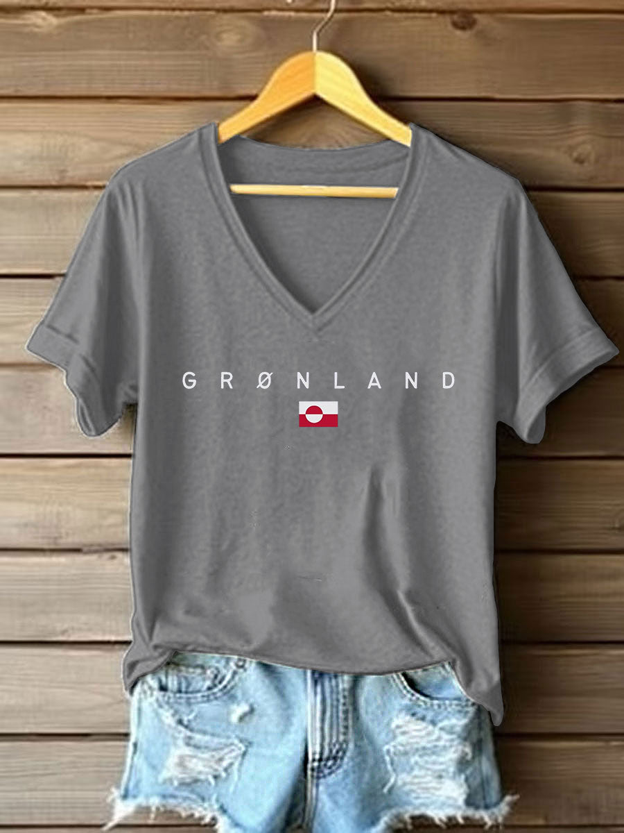 Kvinders Grønland Print Casual T-shirt