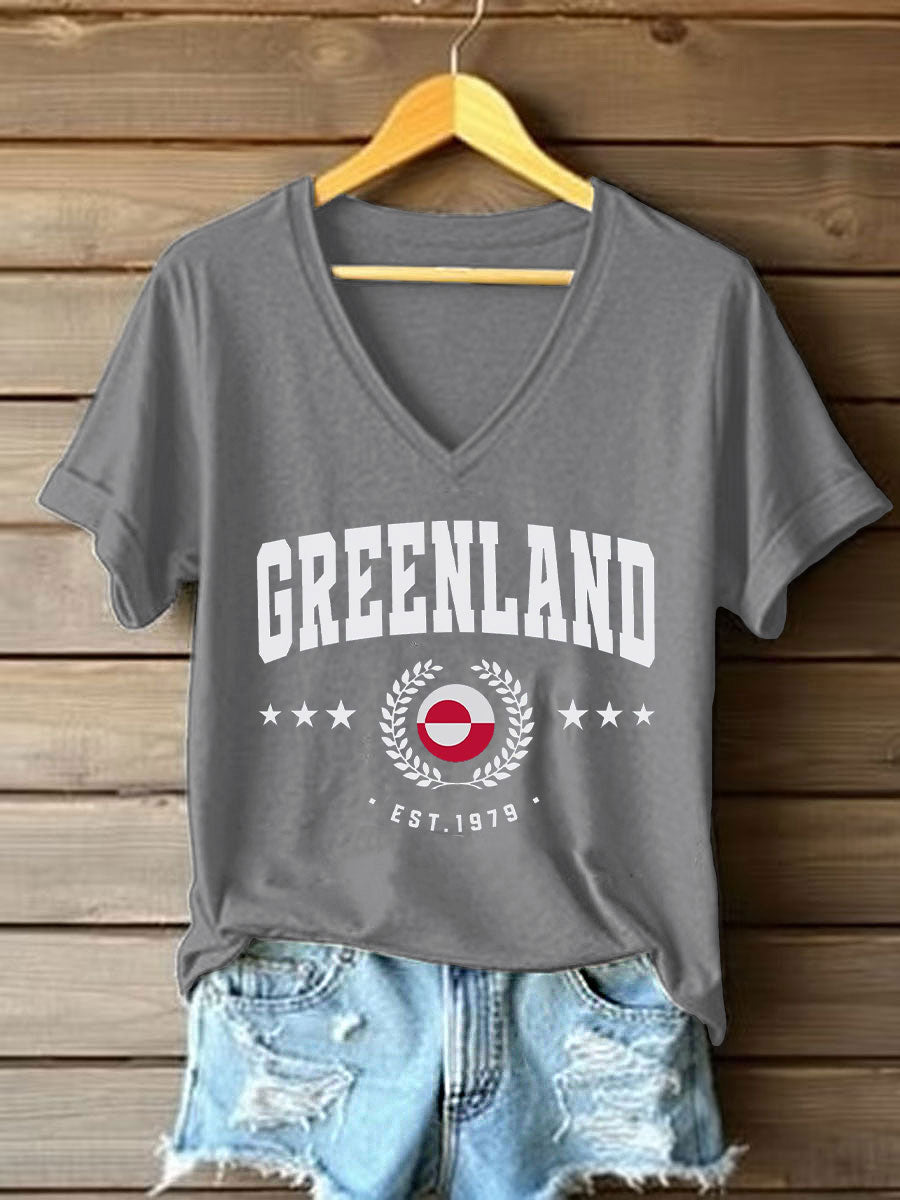 Kvinders Grønland Print Casual T-shirt