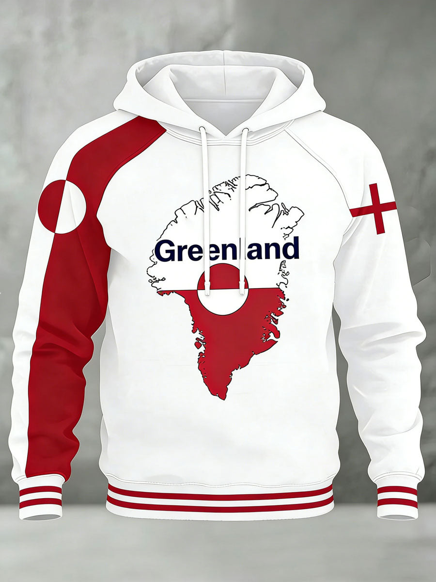 Mænds Grønland Print Casual Hoodies