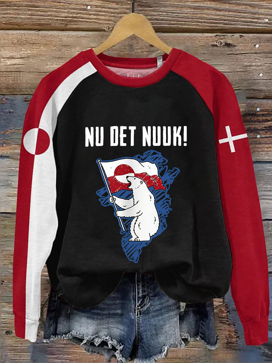 Kvinder Grønland Print Casual Sweatshirt