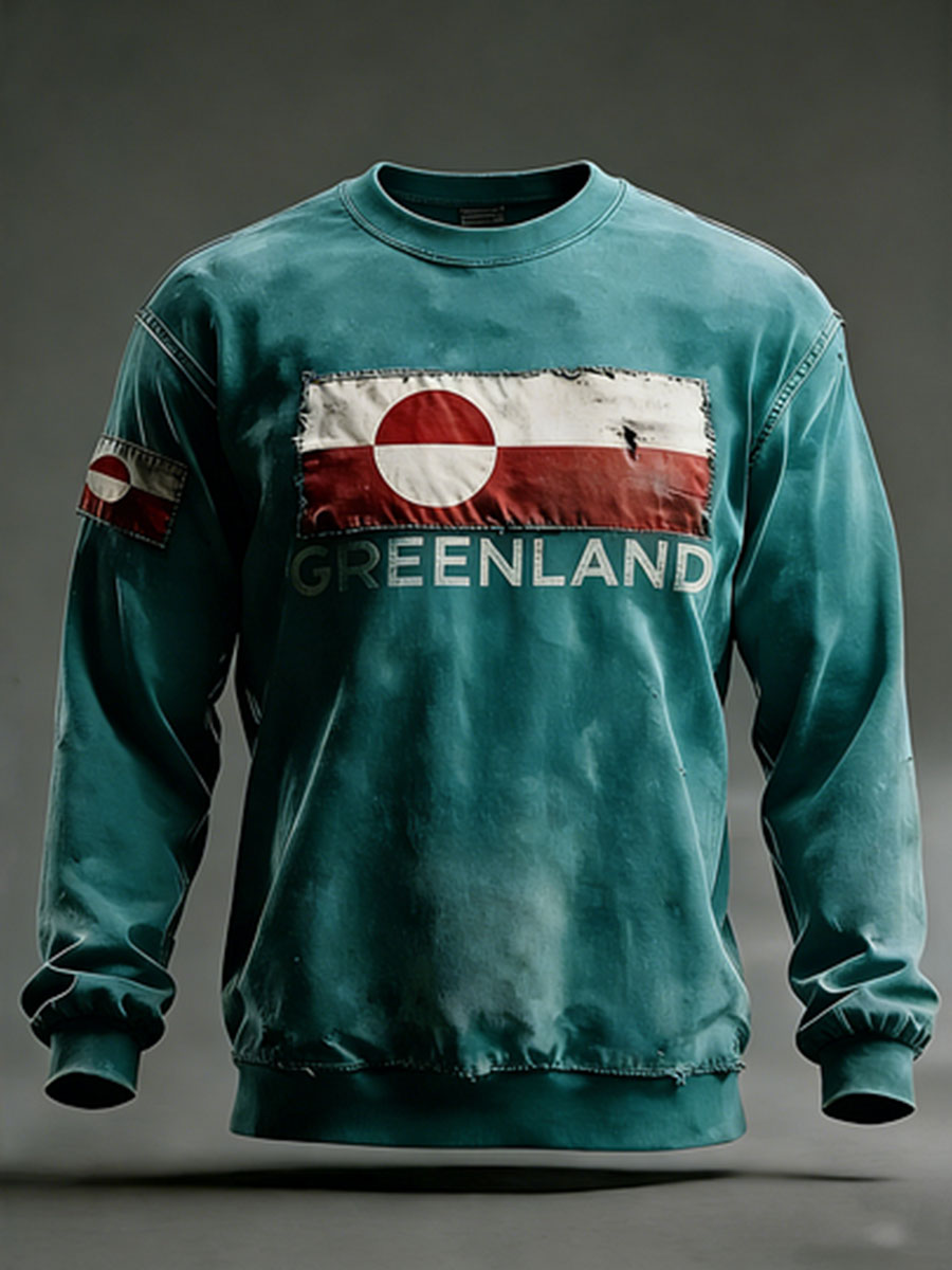 Mænds Grønland Print Casual Sweatshirt