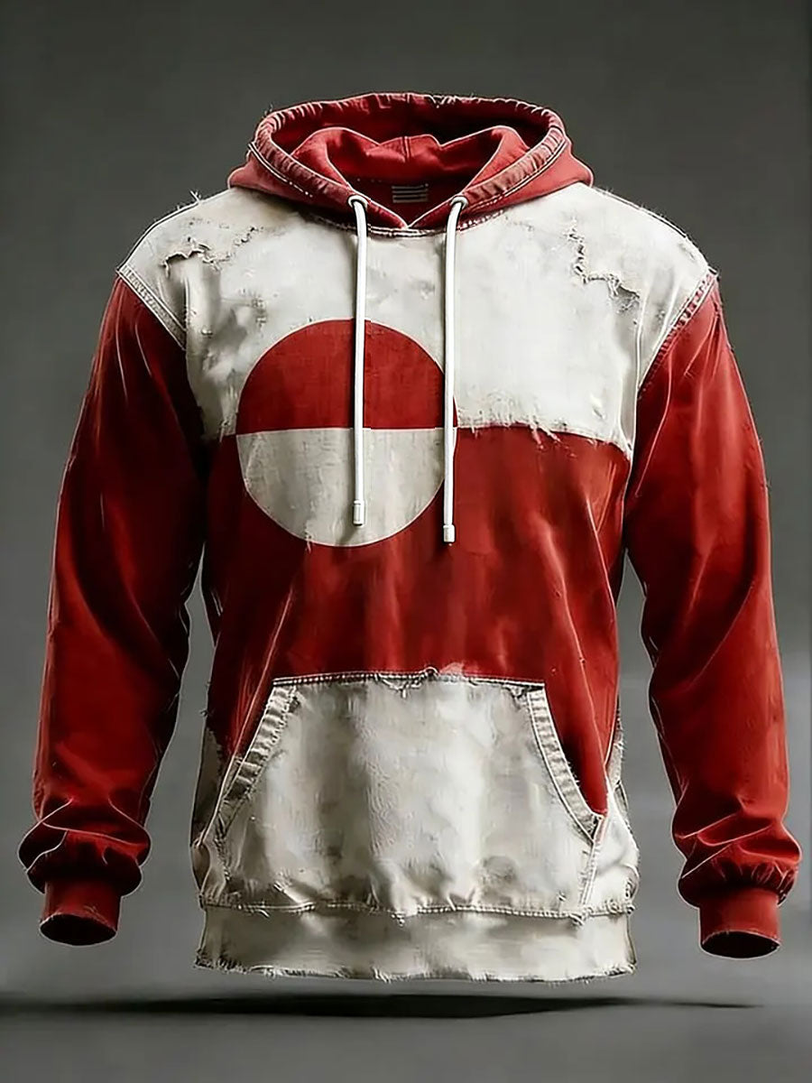 Mænds Grønland Print Casual Hoodies