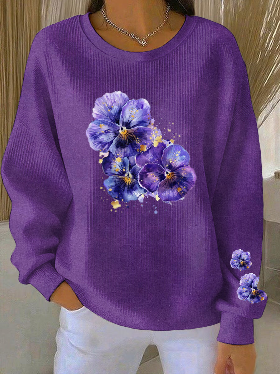 Kvinders lilla kunst Print Casual Sweatshirt
