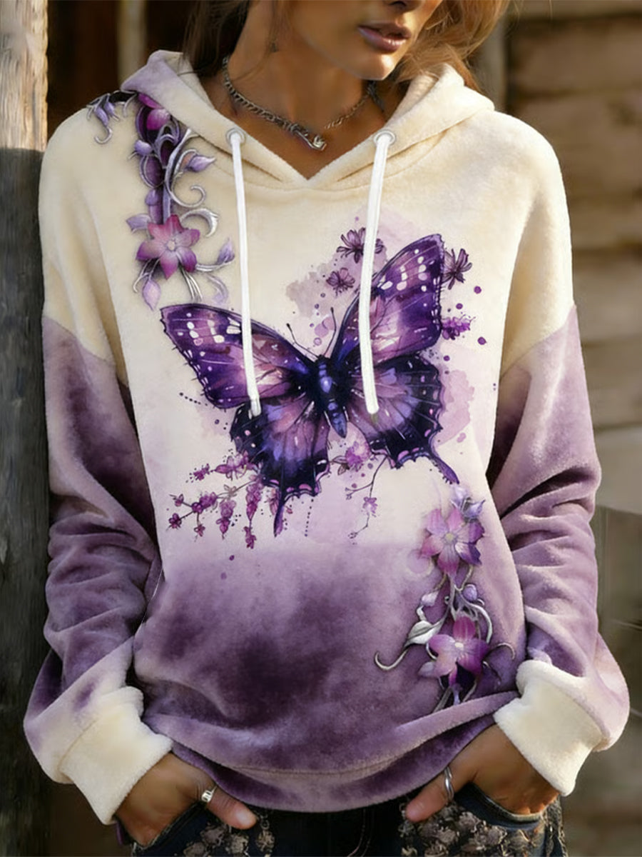 Kvinders lilla kunst Print Casual Flannel sweaterer