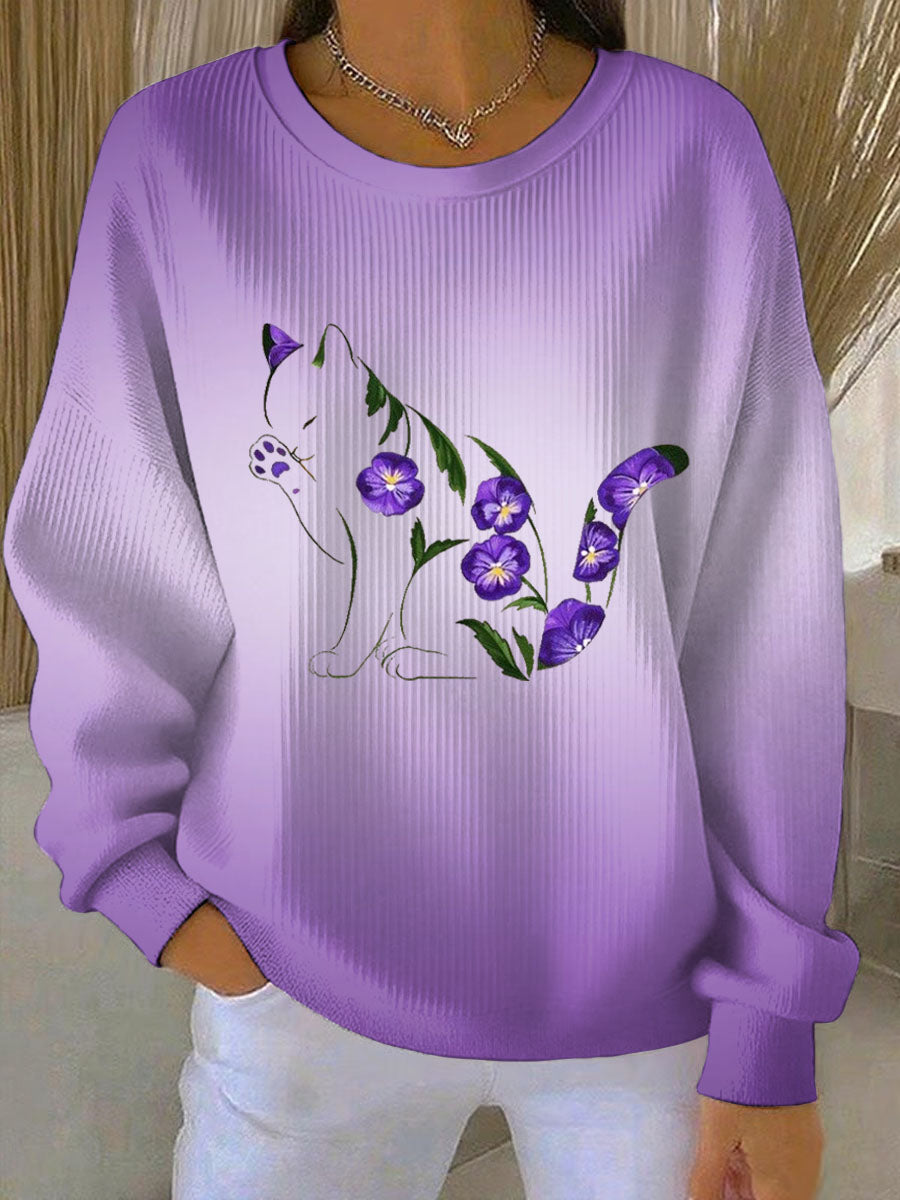 Kvinders lilla kunst Print Casual Sweatshirt