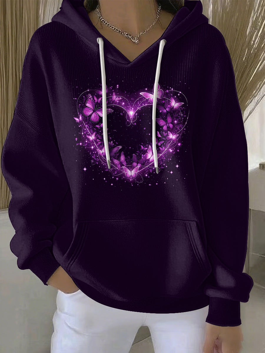 Kvinders lilla kunst Print Casual Hoodie Print