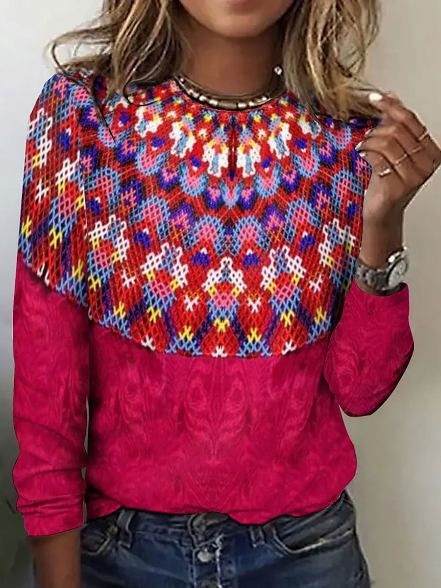 Kvinder Grønland Traditionelle mønster trykt Casual Toppe