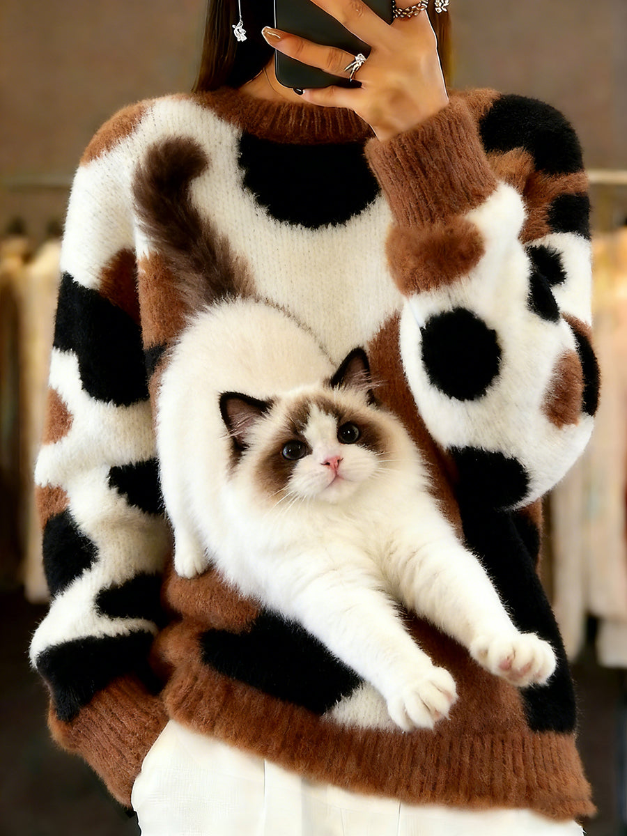 Kvinders Vintage Animal Print Comfort Casual SweaterComment