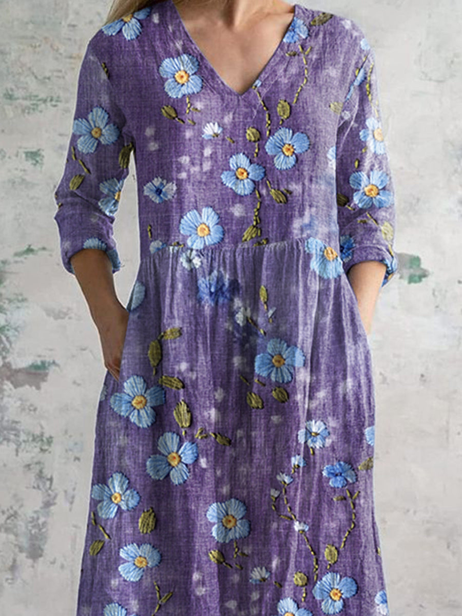 Kvinders lilla Forglem-Me-ikke Print Alzheimers bevidsthed Support Kjole