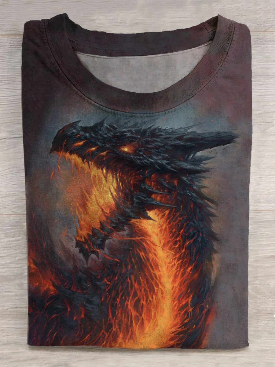 Unisex Flame Drage kunst Abstrakt Print T-shirt