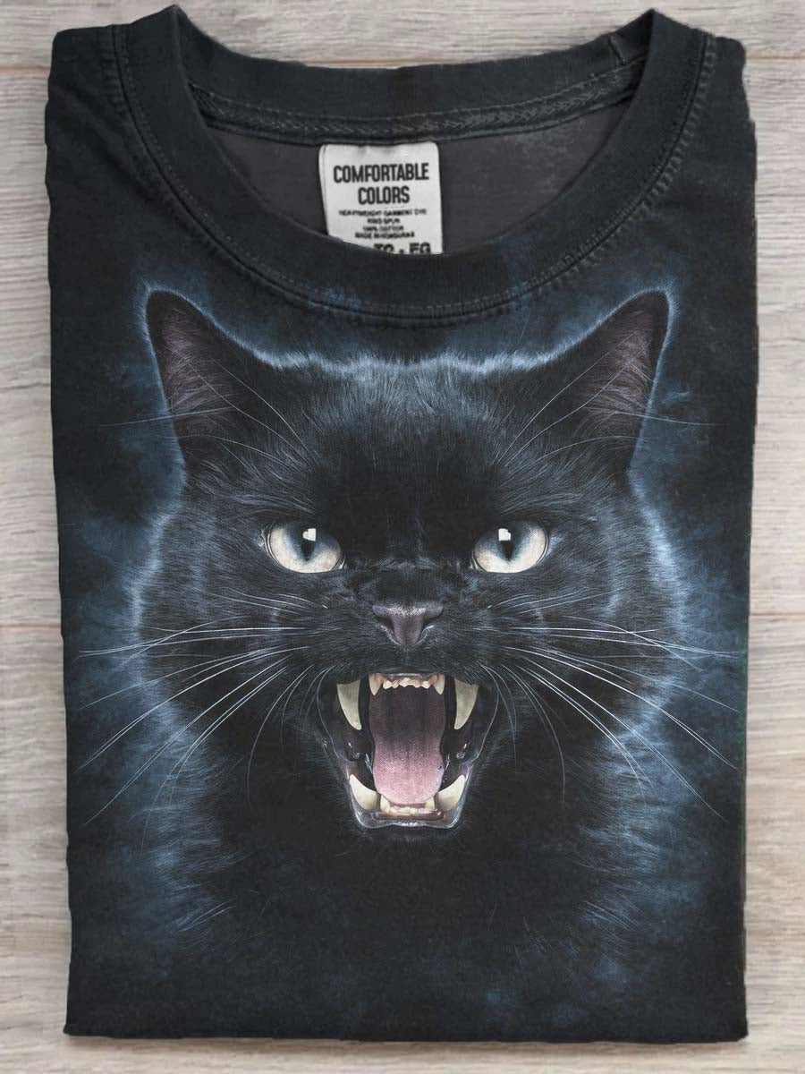 Halloween vred kat udskrive Casual kortærme T-shirt