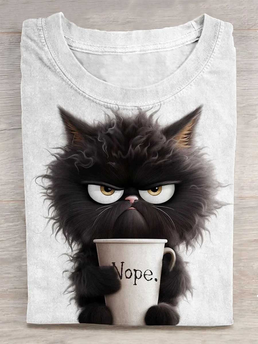 Unisex Cute Cat Print Design T-shirt