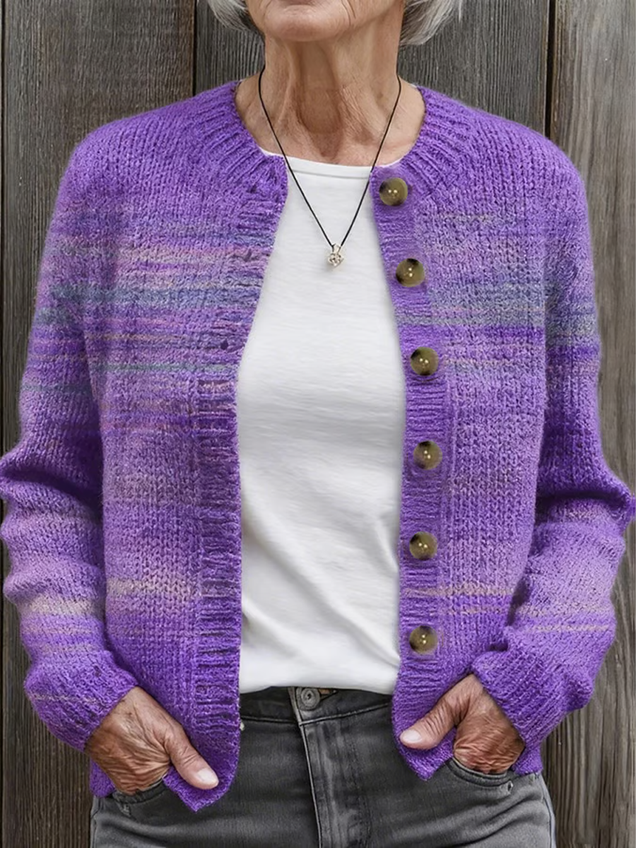 Kvinders vinter varm lilla gradient Sweater Cardigan