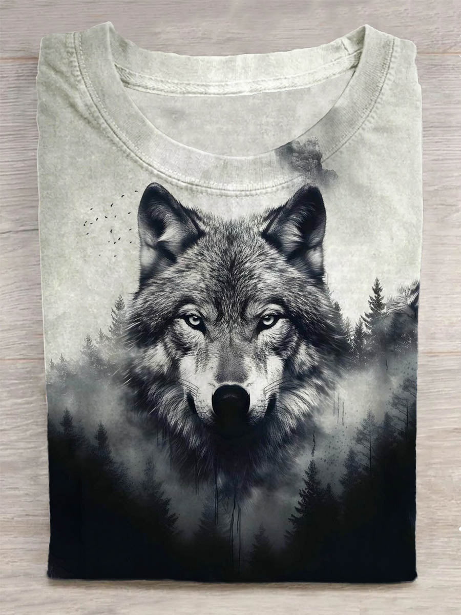 Unisex akvarelv ulv Abstrakt Print Design T-shirt