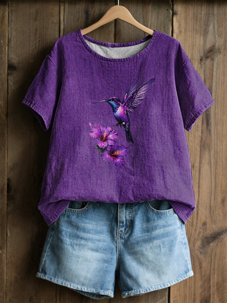 Kvinders planteflowerprint afslappet t-shirt