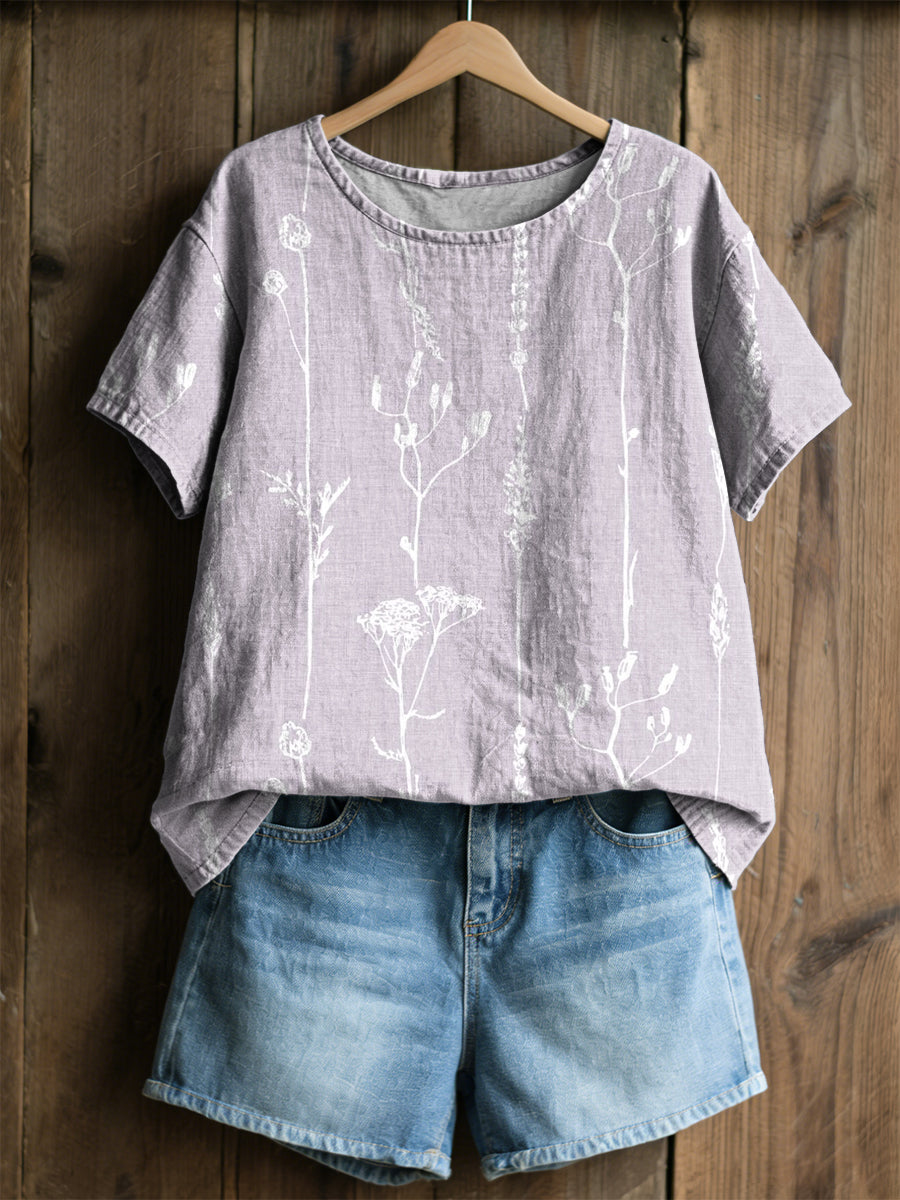 Kvinders planteflowerprint afslappet t-shirt